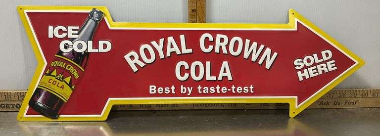 “Ice Cold Royal Crown Cola” Arrow Metal Sign