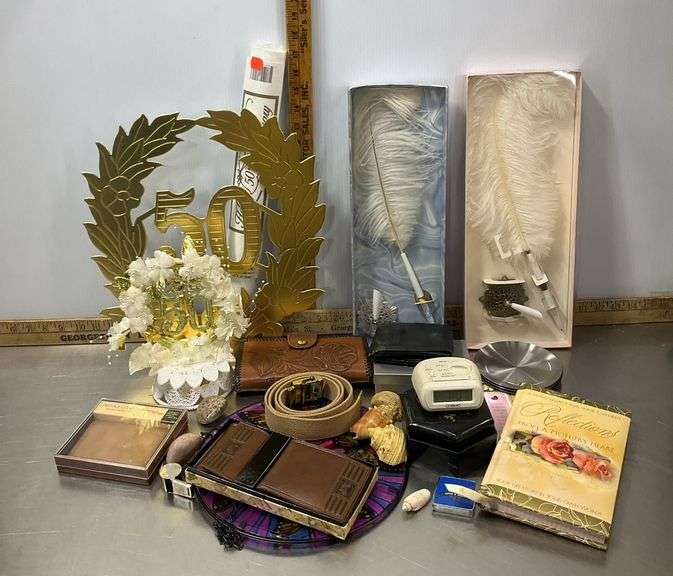 Wallets, Feather Pen Sets, 50th Wedding Decor, Shells, Petosky Stone, Reflections Book & More