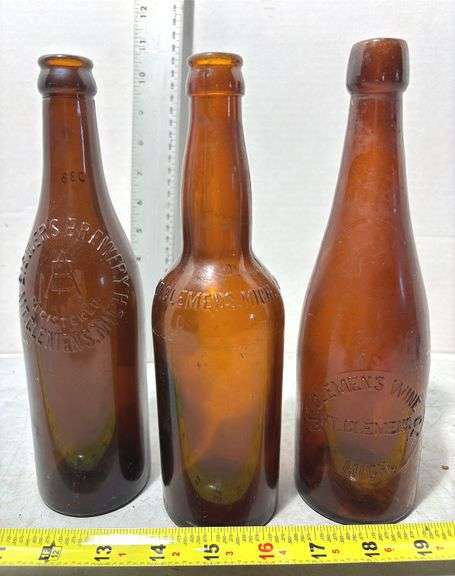 Three Amber Bottles from MT. Clemens Michigan Brewery