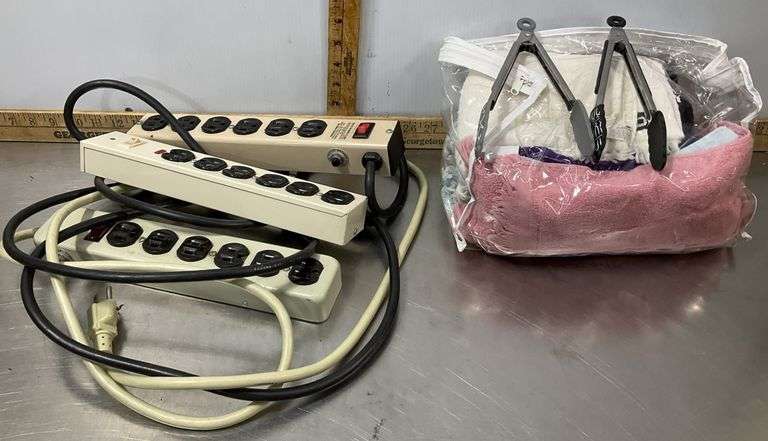 Power Strips, Rags, Sea Horse, Frame Holders, Tongs & Wooden Boat Bowl