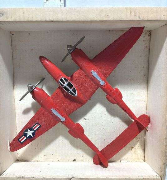 Hubley P-38 Fighter Metal Toy w/ Original Box