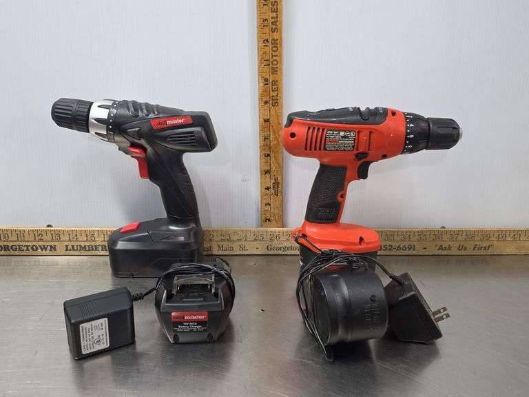 3 Drills with Batteries and Chargers