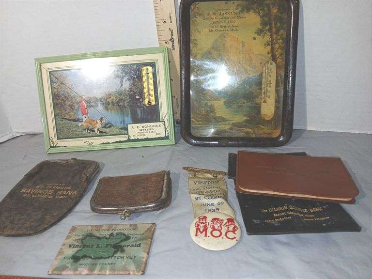 Two Mt Clemens Advertising Thermometers & Various Memorabilia