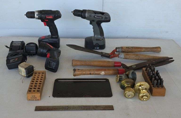 Drill Master Drills and Chargers, Hedge Trimmers and More