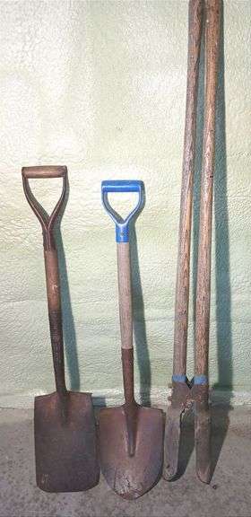 Post Hole Digger and Two Shovels