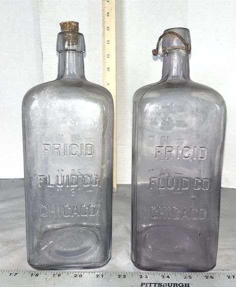 1920’s Frigid Fluid Co. Chicago Undertaker Embalming Fluid Bottles