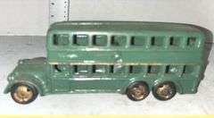 Cast Iron Double Decker Bus & Cast Iron Truck w/ Black and Red Wheels