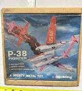 Hubley P-38 Fighter Metal Toy w/ Original Box