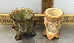 Dagenhart & Greentown Chocolate Slag Toothpick Holders