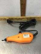 Handi Works Drill (has power), Scriber (has power), Bucket, 3 Way Ratchet Drivet Set and More