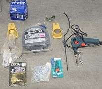 Gas Can, Assorted Sprinker Heads, Razor Dog Lead