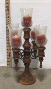 Pleasant Hearth 4 Panel Fire Screen and Wood Tiered Candle Holder
