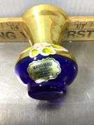 Bohemian Cobalt Blue Glass Vase, Murano Glass 24KT. Gold Paint Vase and Marigold Iridescent Harvest 