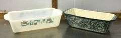 Cake Plate With Cover, 2 Glass Bread Pans and Baking Dish