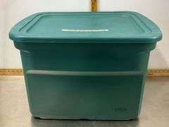 Tote with Lid Filled with Vintage Glass Bottles