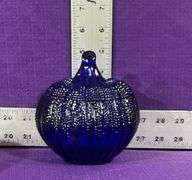 Vintage Cobalt Blue Pumpkin Dish W/ Lid