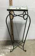 Palm Tree Tile Top Plant Stand 22” Tall 9”x9”
