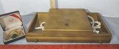 Two-Tiered Jewelry Box Containing Rosaries, Necklaces & Other Jewelry