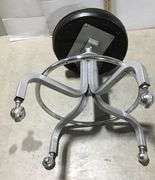 Black Leather Stool on Wheels