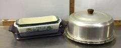 Cake Plate With Cover, 2 Glass Bread Pans and Baking Dish