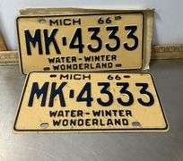 Vintage Michigan License Plates, Tobacco Boxes, Stickers & Jewelry
