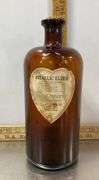 Vintage Large Brown Glass Detroit Vitallic Elixir Bottle