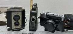 Brownie Reflex Synchro Camera w/ Strap, Kodak Eight Model 25 8MM Movie Camera Video & Taron 35mm Cam