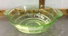 Green Depression Uranium Glass Handled Bowl