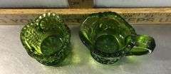L.E. Smith Miniature Green Cream & Sugar and Vintage Duck Creamer
