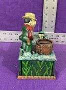 Vintage Cast Iron Mechanical Coin Bank “The One That Got Away”