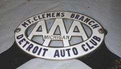 AAA Detroit Automobile Club Radiator Emblem From the Mount Clemens Branch in Michigan