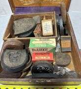 Wooden Box Full of Shoe Repair Items & Tools