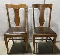 Antique Upholstered Oak Side Chairs