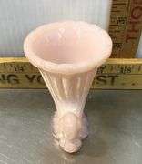 Pink Milk Glass Jeanette 3” Cornucopia Toothpick Holder