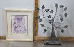 Central Banner, Picture, Metal Tree, Tongs