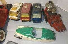 Hubley Kiddie Toy Car, Three Tonka Rescue Van's,1930's Hubley Cast Iron Fire Pumper Truck & More