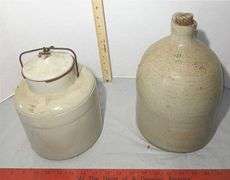 Salt Glazed Stoneware Jug & Stoneware Crock w/ Locking Lid