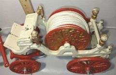 Large Reproduction Cast Iron Horse Drawn Fire Truck