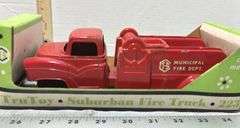 Original 1927 Model TT Ford Cherry Picker Truck & TruToy Suburban 223 Die Cast Fire Truck