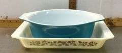 PYREX Horizon Blue and Gold Acorn Casserole Dishes