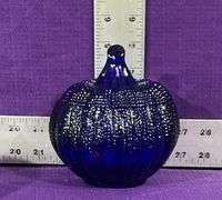 Vintage Cobalt Blue Pumpkin Dish W/ Lid
