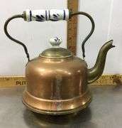Copper/Brass/Porcelain Tea Kettle Made in Holland