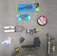 Gas Can, Assorted Sprinker Heads, Razor Dog Lead