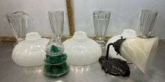 3 Matching Glass Lamp Shades, Sundae Ice Cream Glasses, Wall Light & Tree Candy Glass