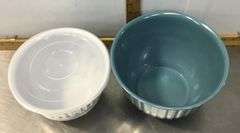 Large Red Enamel Colander and Cravings Melamine Bowls