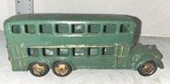 Cast Iron Double Decker Bus & Cast Iron Truck w/ Black and Red Wheels