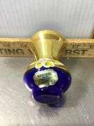 Bohemian Cobalt Blue Glass Vase, Murano Glass 24KT. Gold Paint Vase and Marigold Iridescent Harvest 