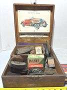 Wooden Box Full of Shoe Repair Items & Tools
