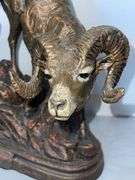 “Devil Mountain Rams” Resin & Faux Bronze Pantina Sculpture- Dick Idol Collection by Big Sky Carvers