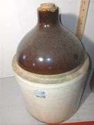 Salt-Glazed Stoneware Whisky Jug and Oyster Jar